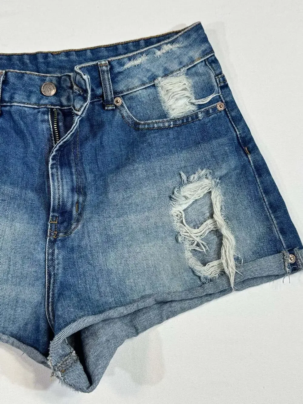 Farm Rio Denim Shorts Size 40 Blue Distressed Cutoff